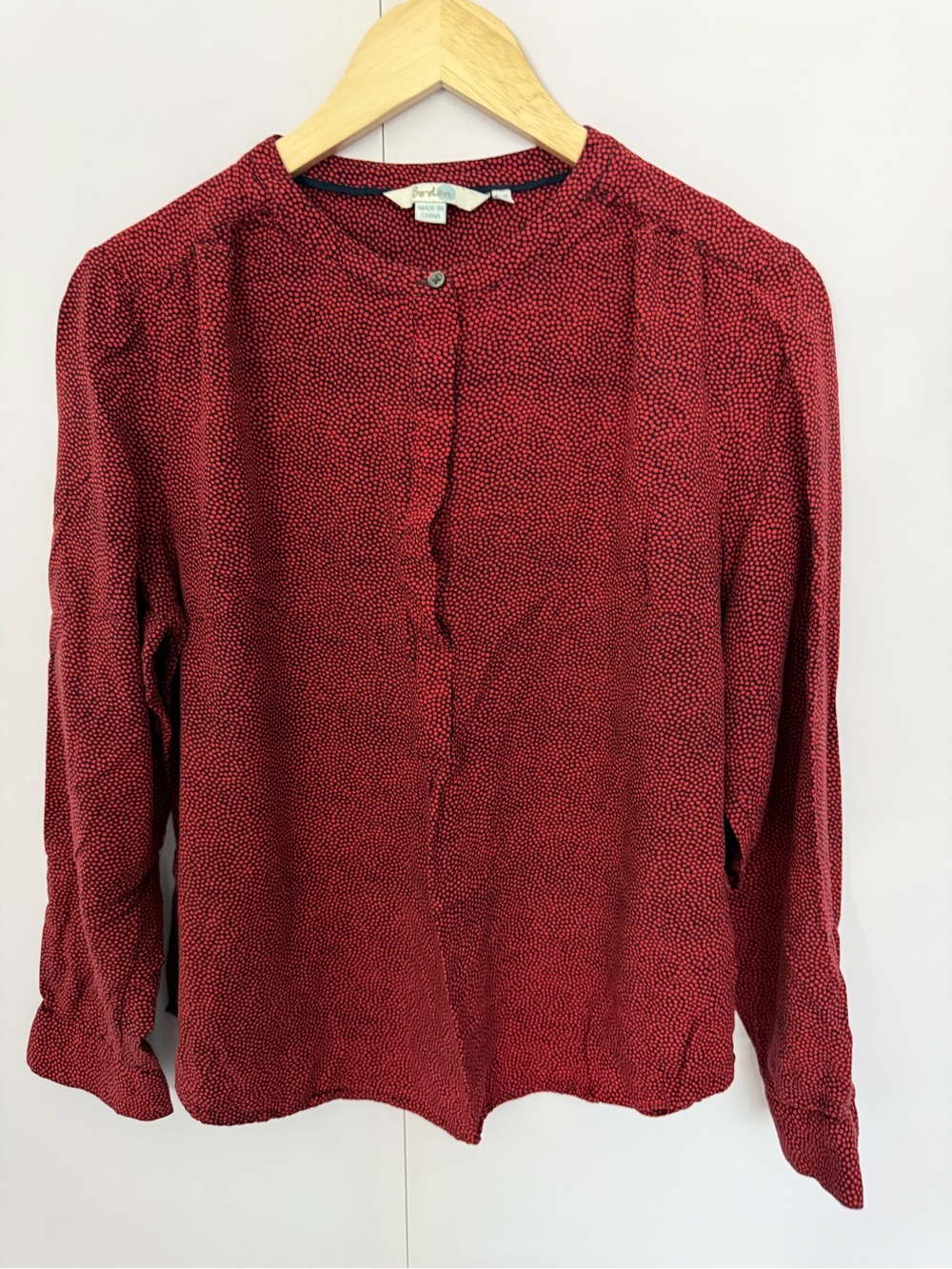 Boden Red Dot-Print Button-Down Blouse